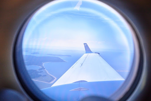 view of sky through airplane window