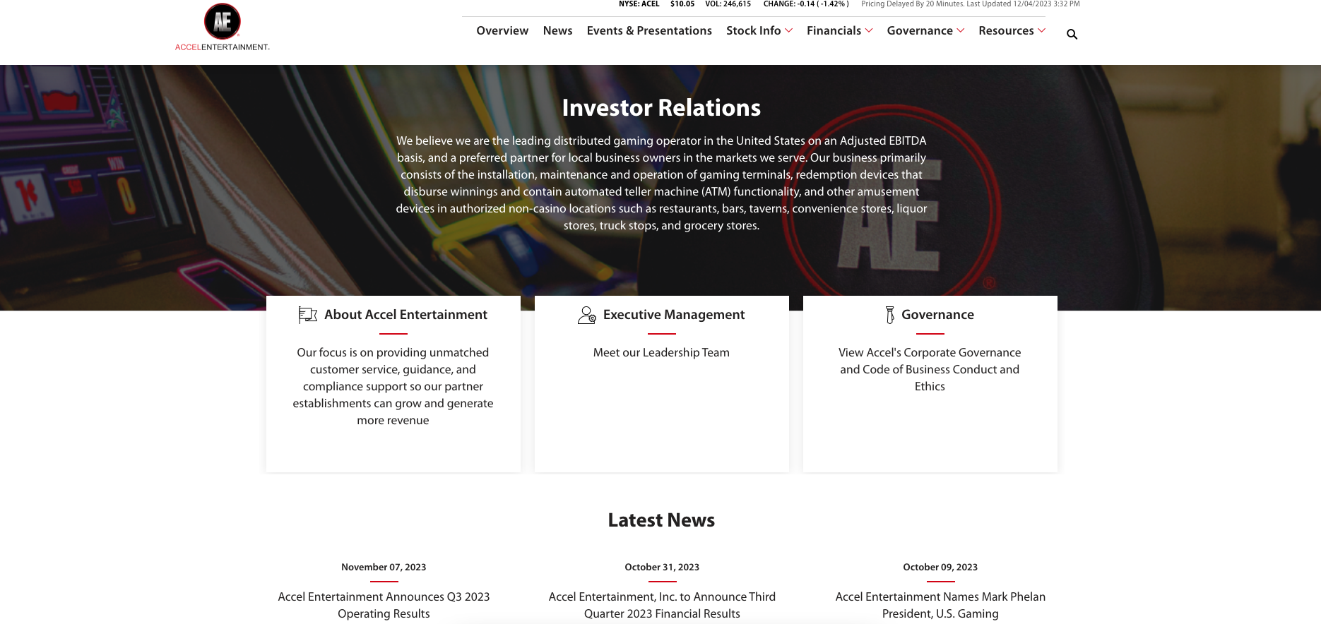 Accel Entertainment website