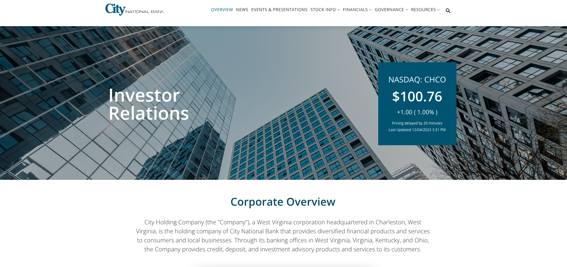 City Holding Company website