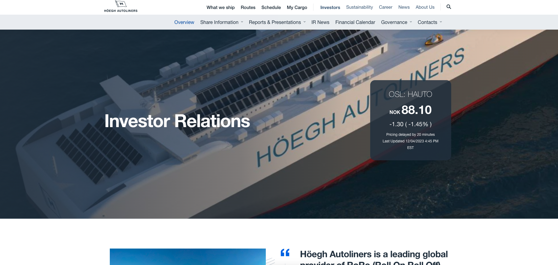 Hoegh Autoliners Website