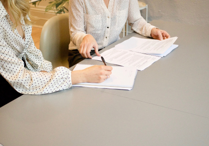 People going over documents