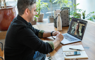 A person in the middle of a video call